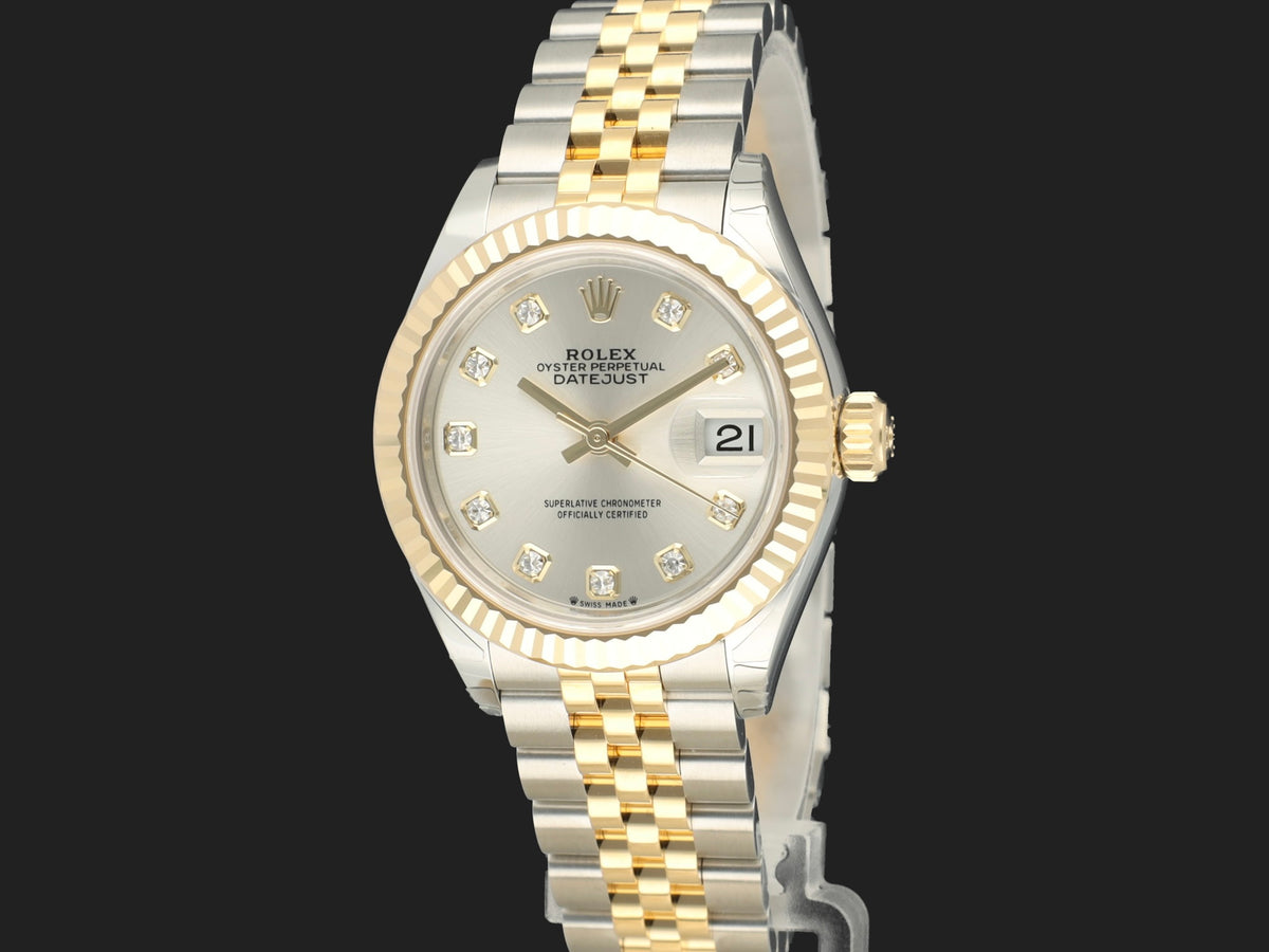 Rolex Lady-Datejust 28 Gold/Steel Silver Dial Diamond Markers 279173 NEW (1)