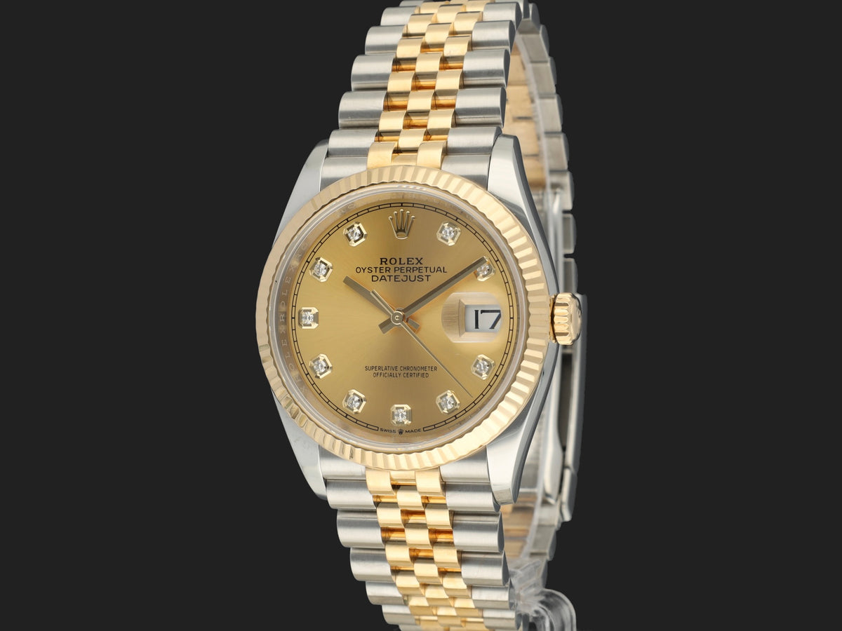 Rolex Datejust 36 Gold/Steel Champagne Diamond Dial 126233  (1)