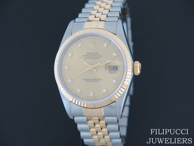 Rolex Datejust Gold/Steel Champagne Diamond Dial