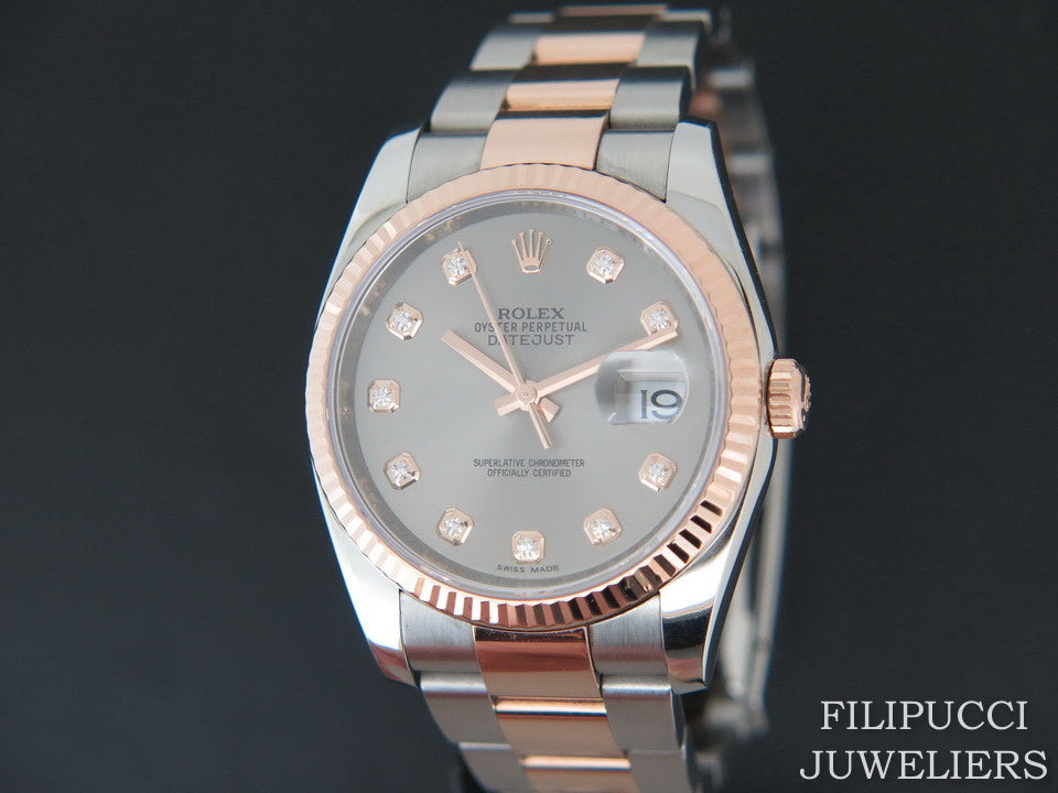 Rolex Datejust Everosegold/Steel Grey Diamond Dial 116231     (1)