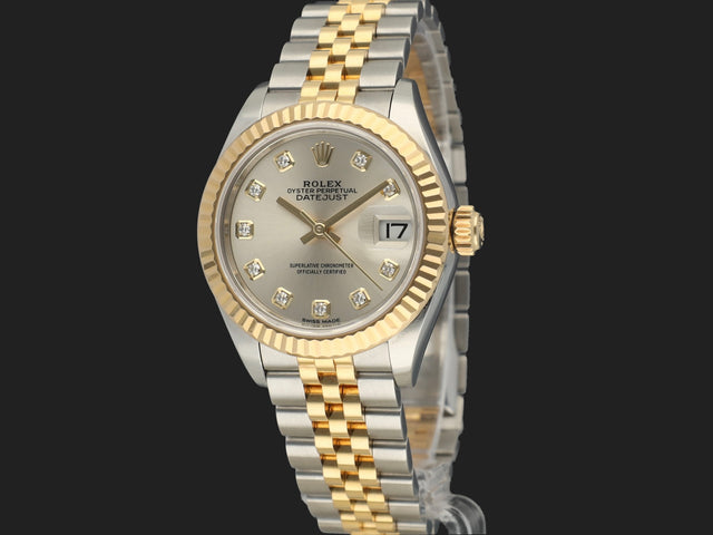 Rolex Lady-Datejust Gold/Steel Silver Diamond Dial