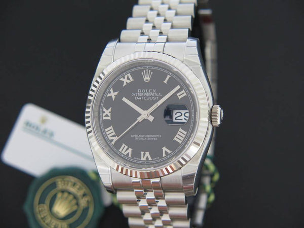 Rolex Oyster Perpetual Datejust Black Roman Dial