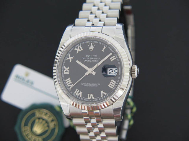Rolex Oyster Perpetual Datejust Black Roman Dial