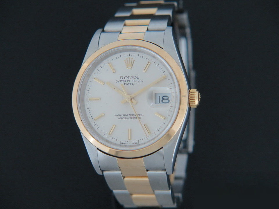 Rolex Date Gold/Steel Silver Dial 15203 (1)