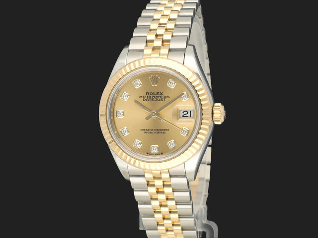 Rolex Lady-Datejust 28 Gold/Steel Champagne Diamond Dial 279173