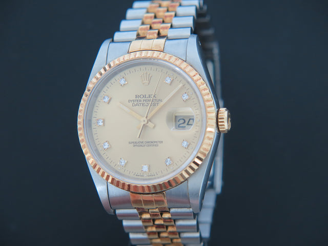 Rolex Datejust Gold/Steel Champagne Diamond Dial