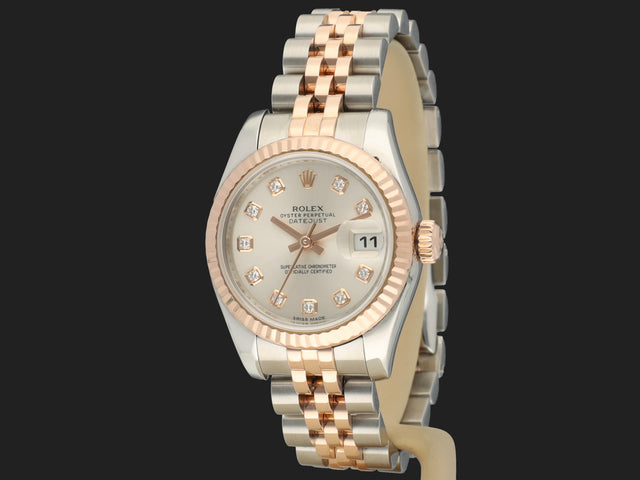 Rolex Lady-Datejust 26 Everose/Steel Silver Diamond Dial