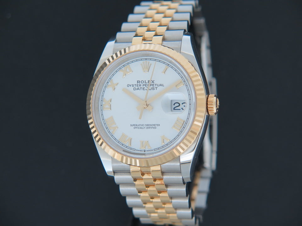 Rolex Datejust Gold/Steel White Roman Dial 126233 (1)