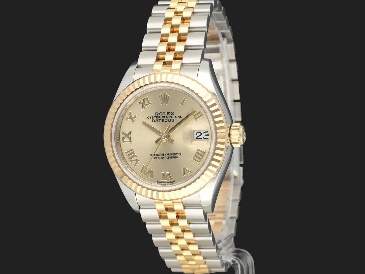 Rolex Lady-Datejust 28 Gold/Steel Champagne Roman Dial 279173  (1)