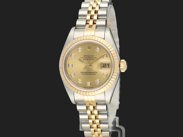 Rolex Lady-Datejust 26 Gold/Steel Champagne Diamond Dial 79173