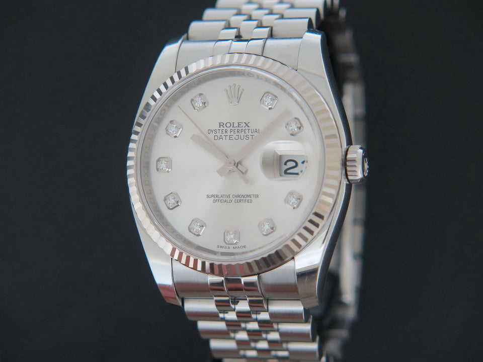 Rolex Datejust Silver Diamond Dial 116234 (1)