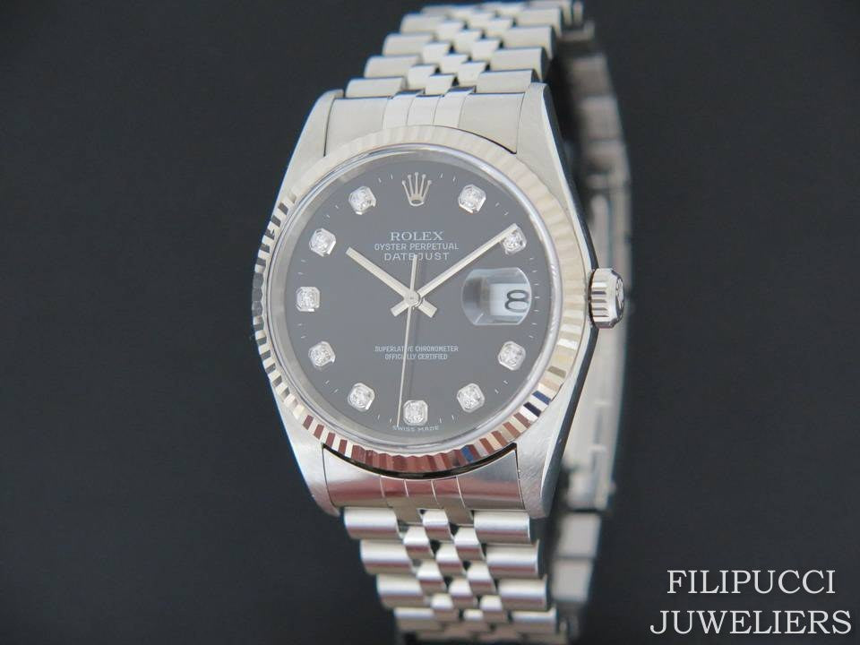 Rolex Datejust Black Diamond Dial 16234 (1)