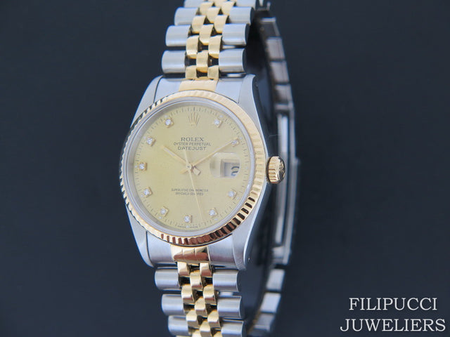 Rolex Datejust Gold/Steel Champagne Diamond Dial