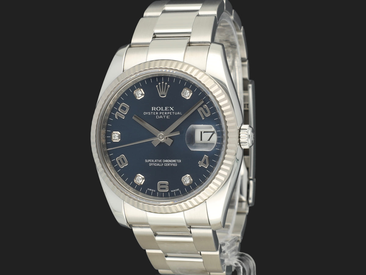 Rolex Date Blue Diamond Dial 115234 (1)