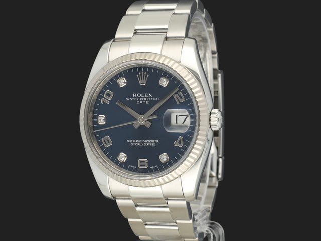 Rolex Date Blue Diamond Dial 115234