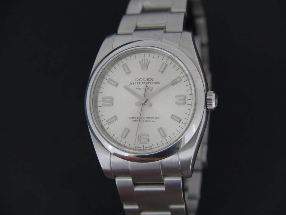 Rolex Air King 3 6 9 Silver Dial 114200 (1)