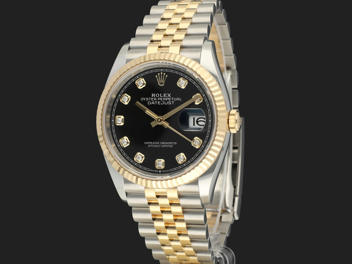 Rolex Datejust 36 Gold/Steel Black Diamond Dial 126233 NEW (1)