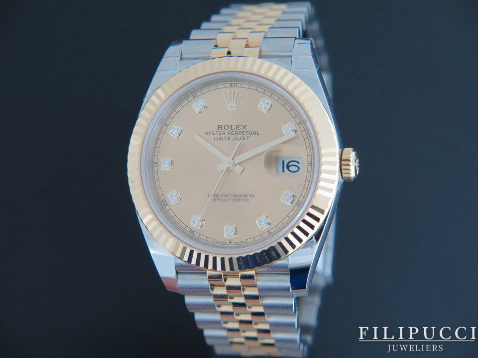 Rolex Datejust 41 Gold/Steel Champagne Diamond Dial 126333 NEW (1)