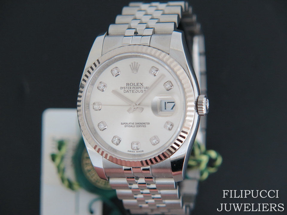 Rolex Datejust Silver Diamond Dial 116234   (1)
