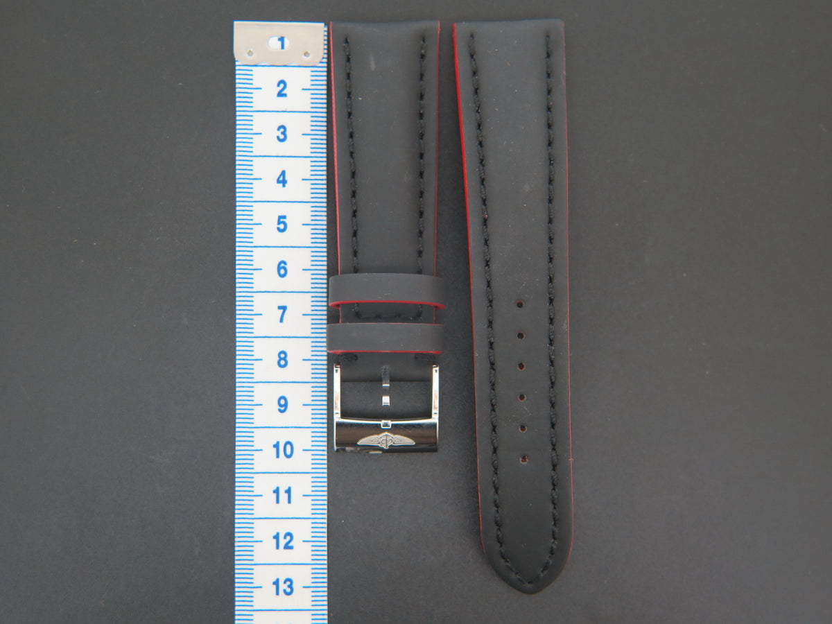 Breitling Rubberized Leather Strap 24-20 + Breitling Clasp (1)