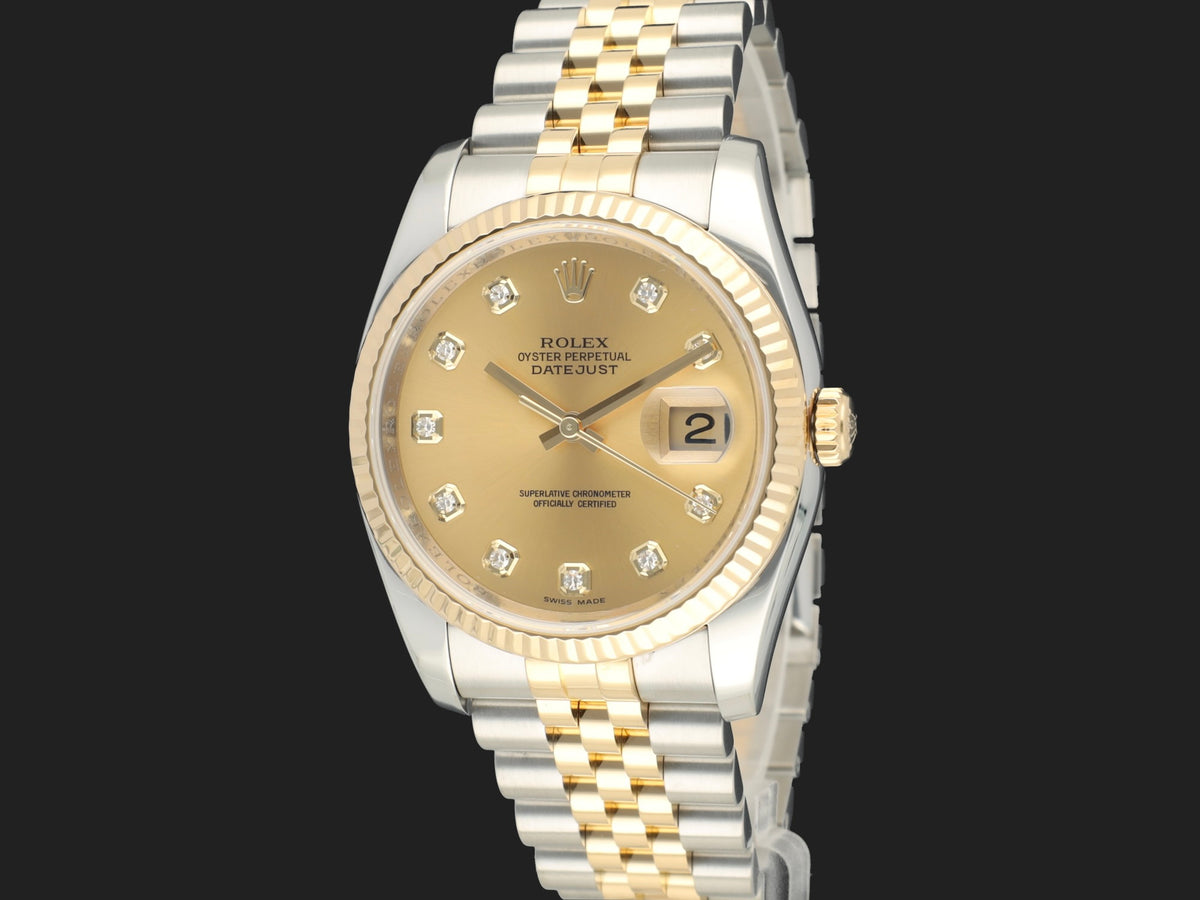 Rolex Datejust 36 Gold/Steel Champagne Diamond Dial 116233 (1)