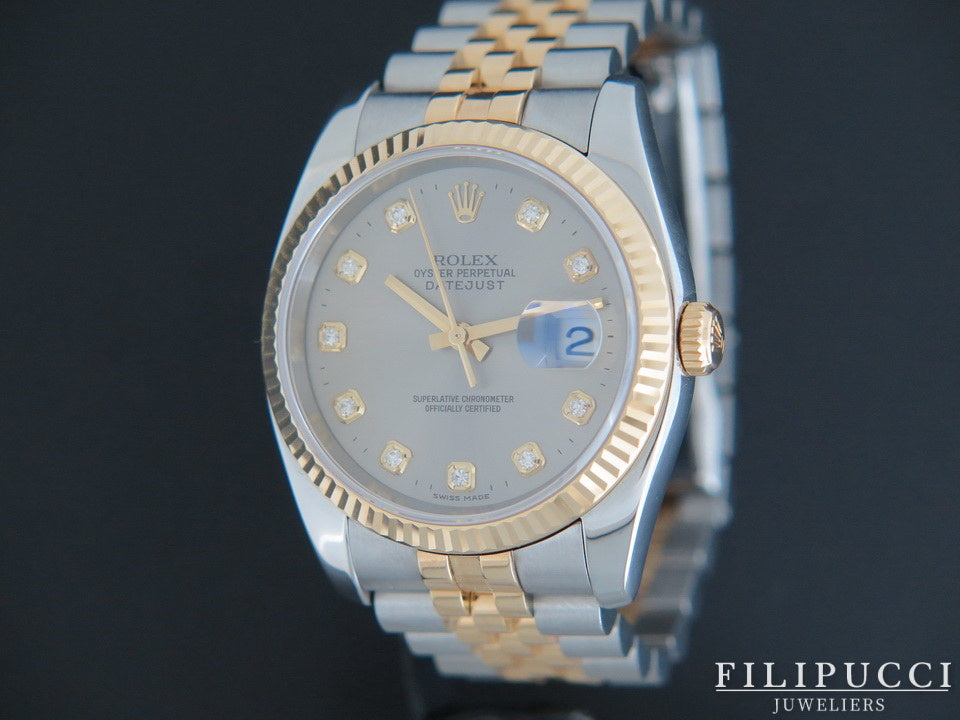 Rolex Datejust Gold/Steel Grey Diamond Dial 116233 (1)