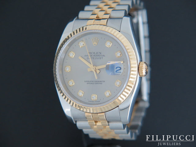 Rolex Datejust Gold/Steel Grey Diamond Dial