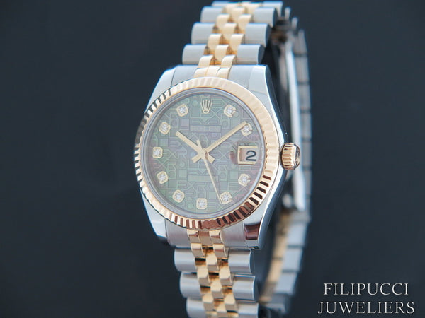 Rolex Datejust Gold/Steel Black MOP Diamond Dial