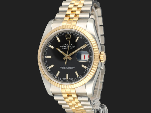Rolex Datejust 36 Gold/Steel Black Dial 116233