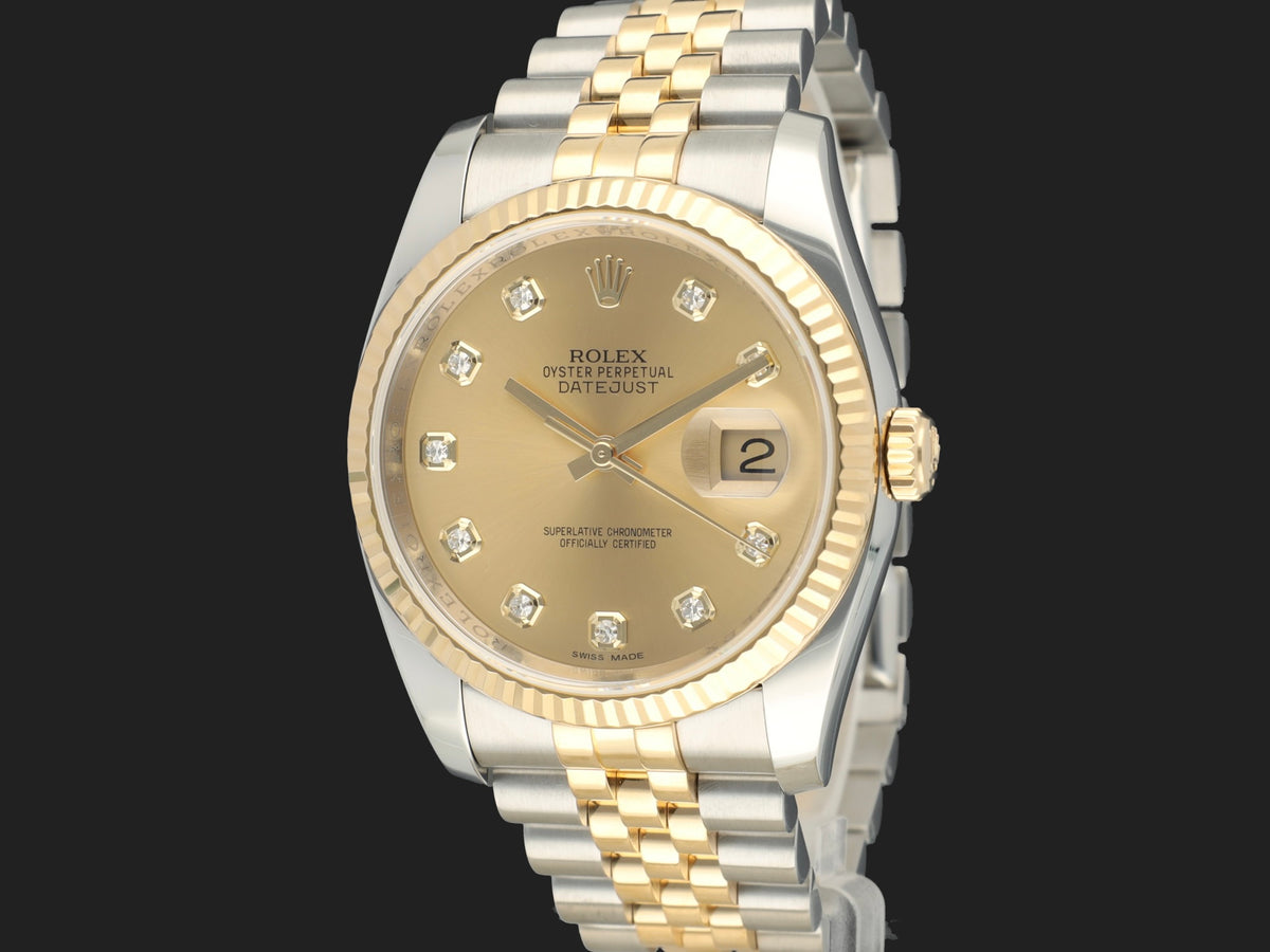 Rolex Datejust 36 Gold/Steel Champagne Diamond Dial 116233 (1)