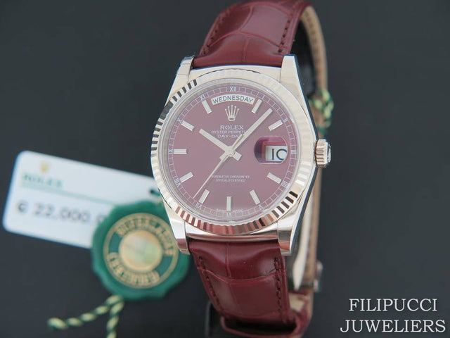 Rolex Day-Date White Gold Cherry Dial NEW