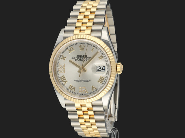 Rolex Datejust Gold/Steel Silver Diamond Dial
