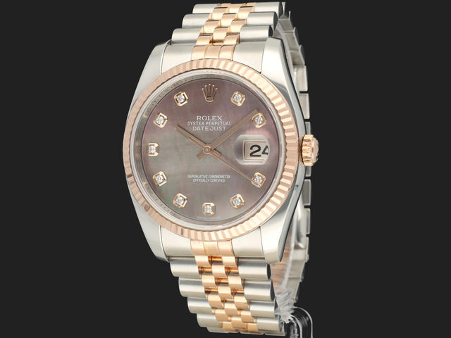 Rolex Datejust 36 Everose/Steel MOP Diamond Dial