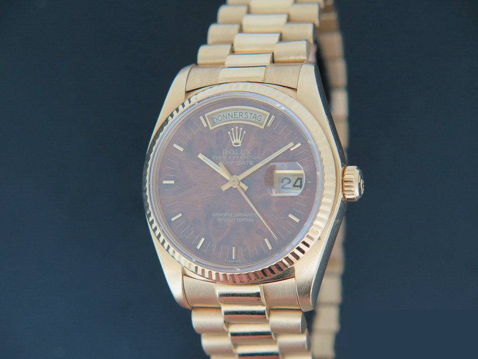 Rolex Day-Date Yellow Gold 18038 Wood Dial  (1)