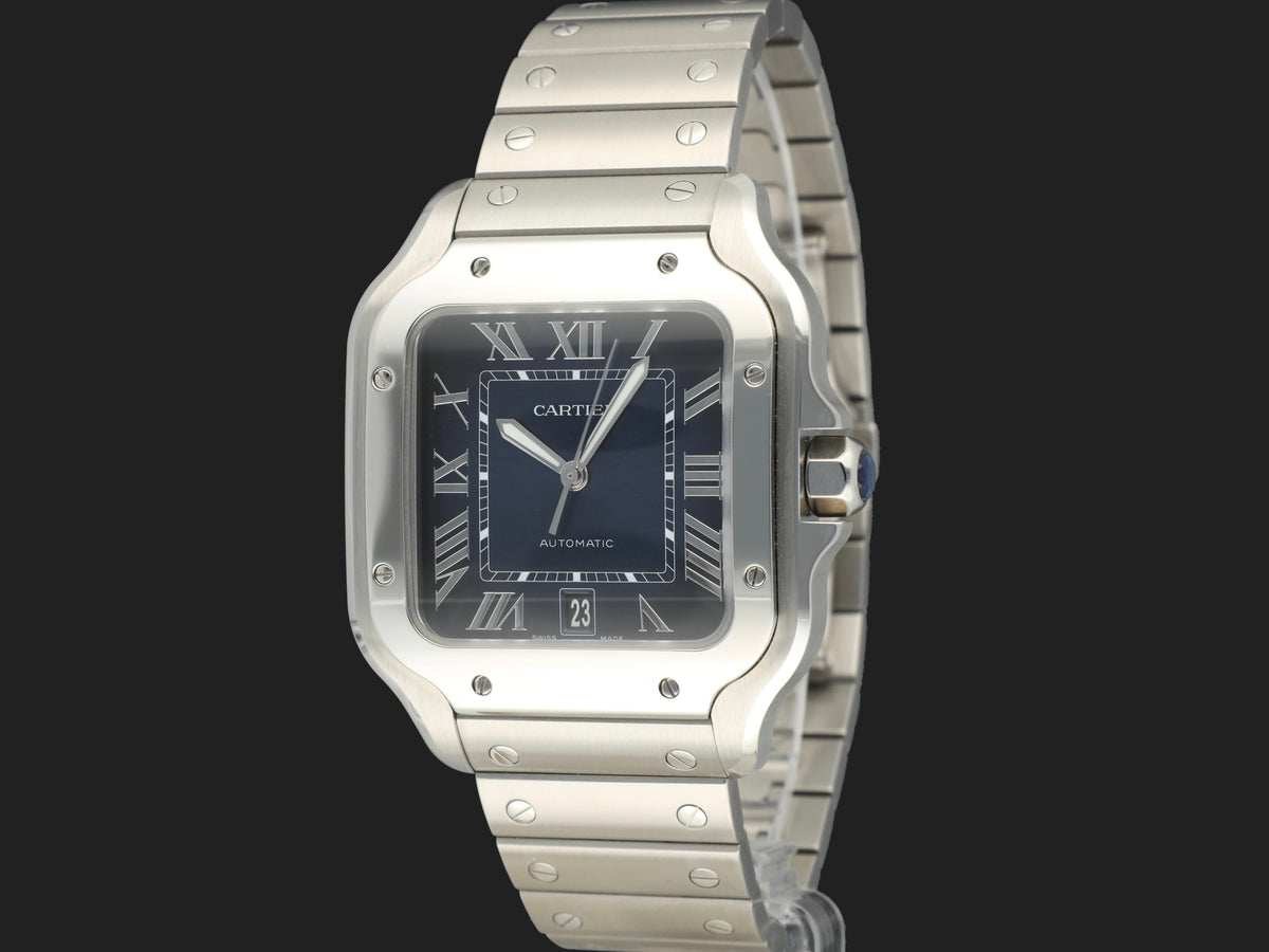 Cartier Santos Large Date Steel Blue Dial WSSA0071 99% NEW (1)