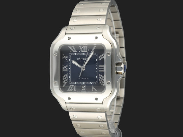 Cartier Santos Large Date Steel Blue Dial WSSA0071 99% NEW