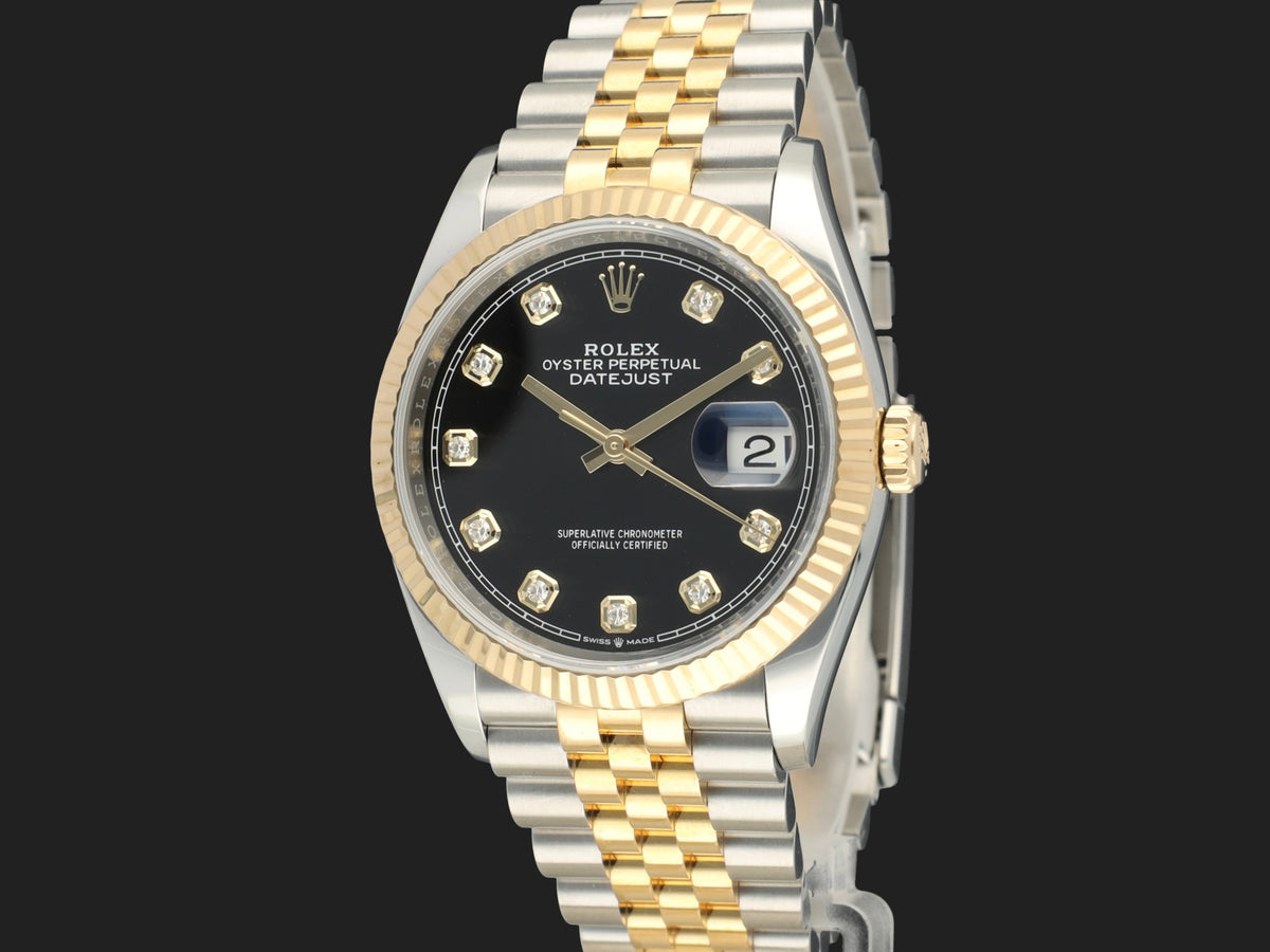 Rolex Datejust 36 Gold/Steel Black Diamond Dial 126233 (1)