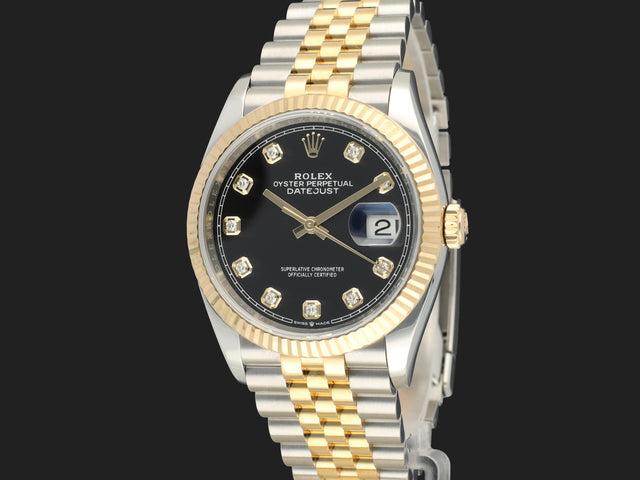 Rolex Datejust 36 Gold/Steel Black Diamond Dial