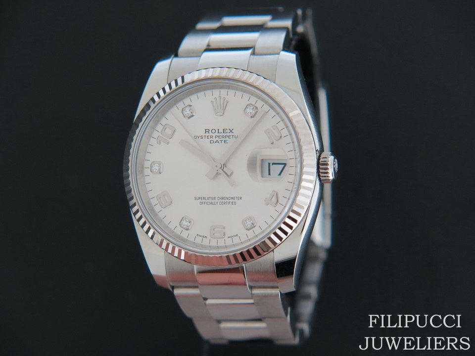 Rolex Date Silver Diamonds 115234  (1)