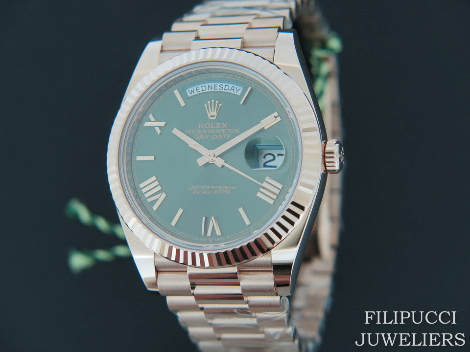 Rolex Day-Date Everose Green Roman Dial 228235 NEW   9108 (1)
