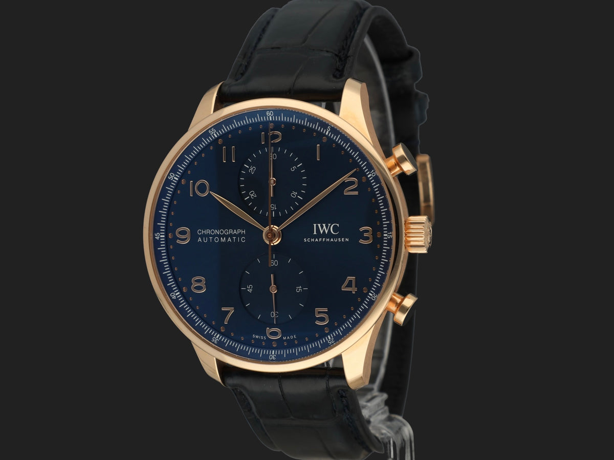 IWC Portugieser Chronograph Rose Gold Blue Dial IW371614 99% NEW (1)