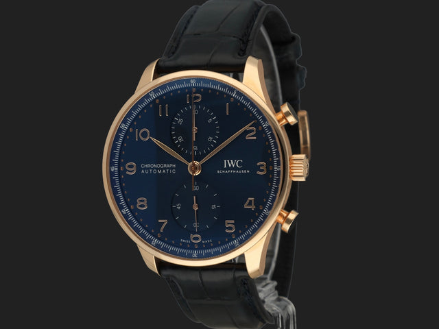 IWC Portugieser Chronograph Rose Gold Blue Dial 99% NEW