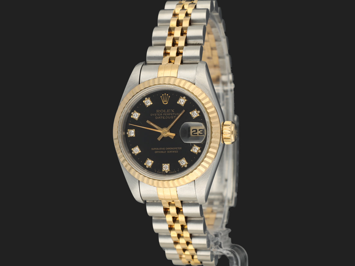 Rolex Lady-Datejust 26 Black Diamond Dial 69173 (1)