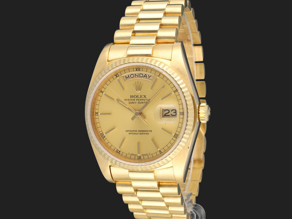 Rolex Day-Date Yellow 36 Gold Champagne Dial 18038 (1)