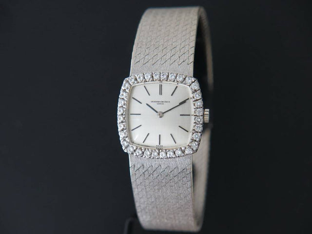 Vacheron Constantin 18k white gold silver dial diamond bezel