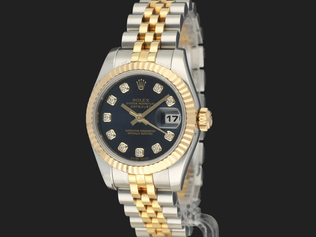 Rolex Lady-Datejust 26 Gold/Steel Blue Diamond Dial
