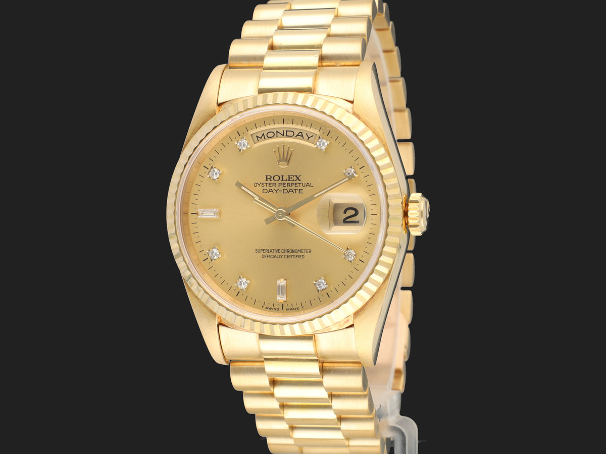Rolex Day-Date 36 Yellow Gold Champagne Diamond Dial 18238 (1)