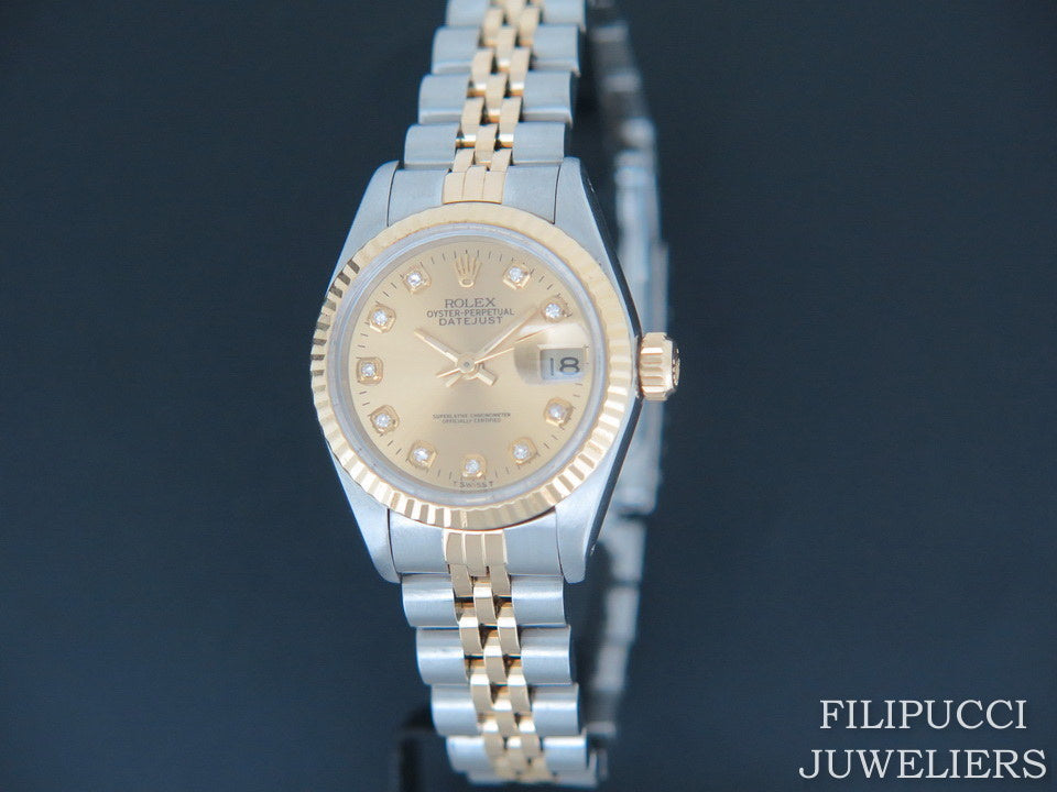 Rolex Datejust Lady Gold/Steel Champagne Dial 69173  (1)