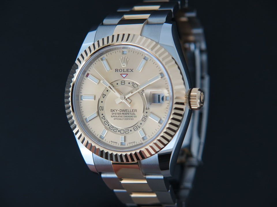 Rolex Sky-Dweller Gold/Steel Champagne 326933 NEW  (1)