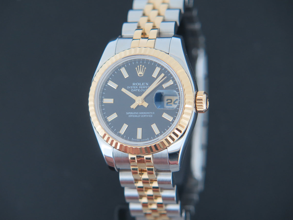 Rolex Lady-Datejust Gold/Steel Black Dial 179173 (1)